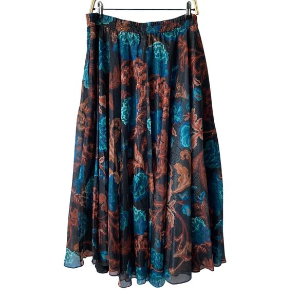 Parker Emily Dark Floral Maxi Skirt‎ Women XL Teal Cottagecore Whimsigoth NWT - Picture 4 of 11